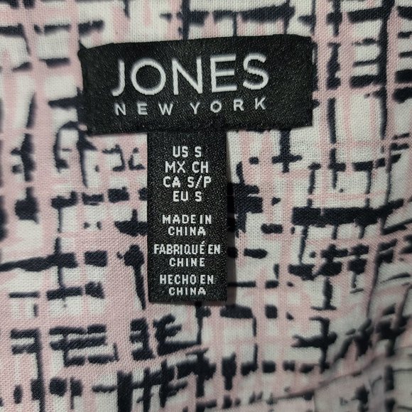 Jones New York Abstract White, Pink & Black Blouse Size Small - Picture 7 of 7